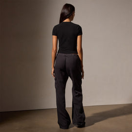 Lotus Sretch Rib Short Sleeve Sport Tee in Black | James Perse Los Angeles