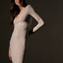 Stretch Lotus Deep V Dress  in Tan | James Perse Los Angeles