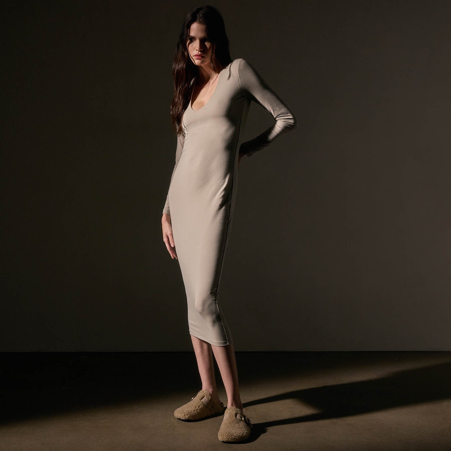 Stretch Lotus Deep V Dress