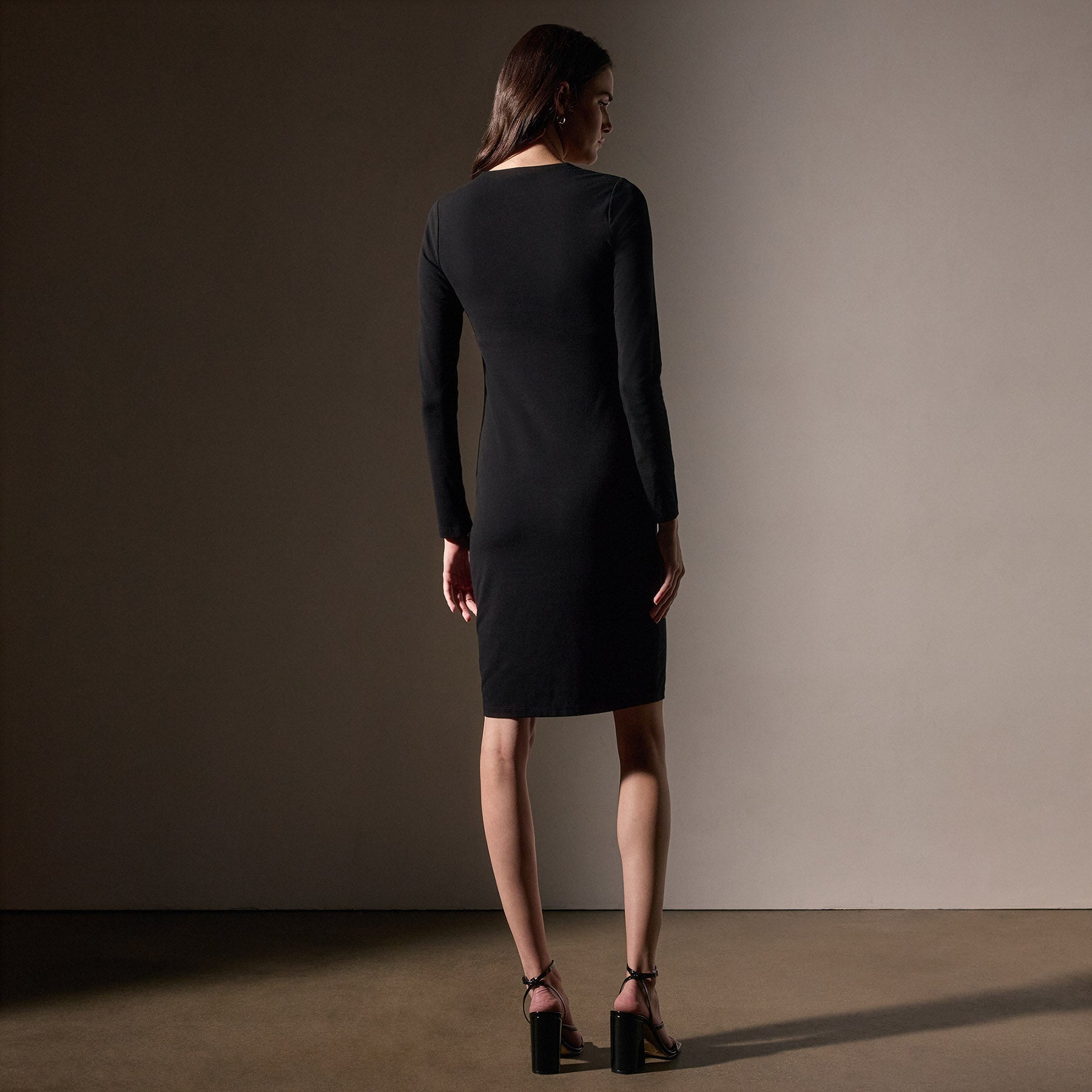 Stretch Lotus Open Neck Dress  in Black | James Perse Los Angeles