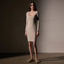 Stretch Lotus Open Neck Dress  in Tan | James Perse Los Angeles