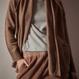 Cashmere Shawl Collar Relaxed Cardigan in Chestnut | James Perse Los Angeles