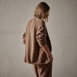 Cashmere Shawl Collar Relaxed Cardigan in Chestnut | James Perse Los Angeles