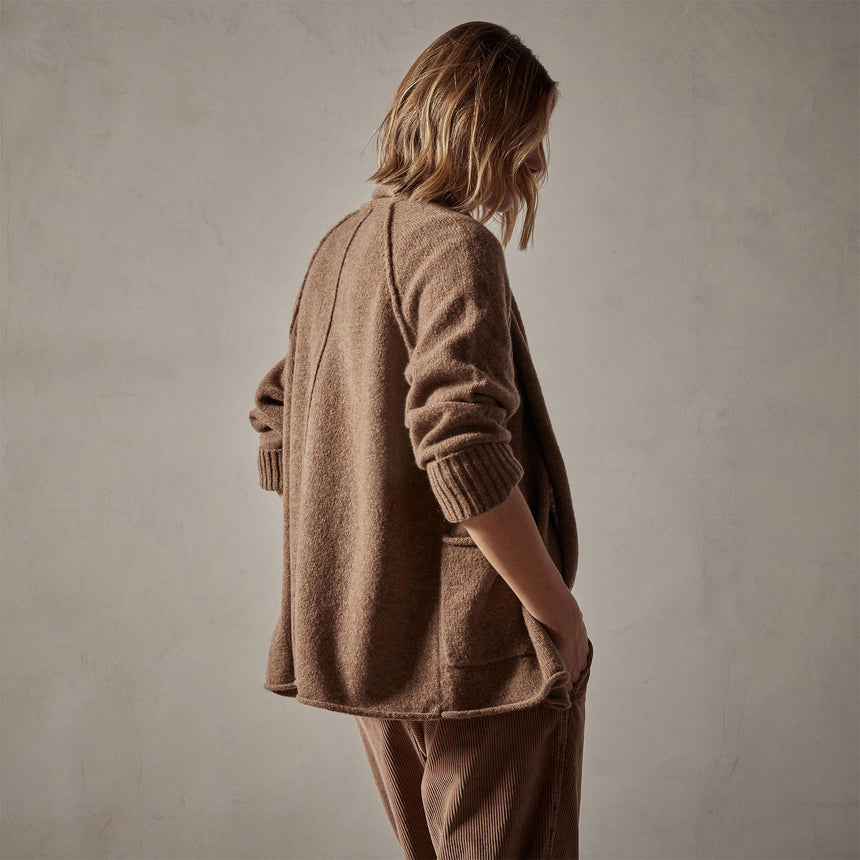 Cashmere Shawl Collar Relaxed Cardigan in Chestnut | James Perse Los Angeles