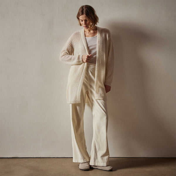 Textured Cashmere Knit Cardigan in Ivory | James Perse Los Angeles