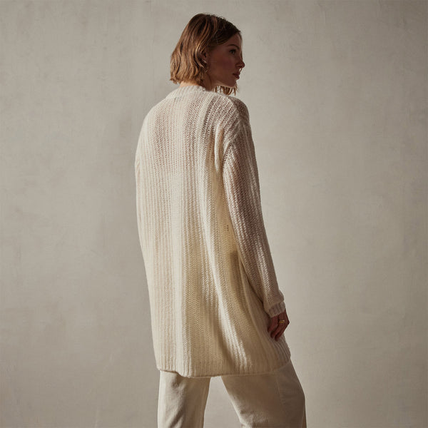 Textured Cashmere Knit Cardigan in Ivory | James Perse Los Angeles