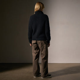 Cashmere Chunky Waffle Cardigan in True Black | James Perse Los Angeles