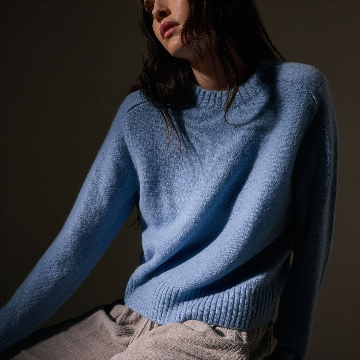 Cashmere Saddle Shoulder Crew Neck  in Azure | James Perse Los Angeles