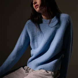 Cashmere Saddle Shoulder Crew Neck  in Azure | James Perse Los Angeles