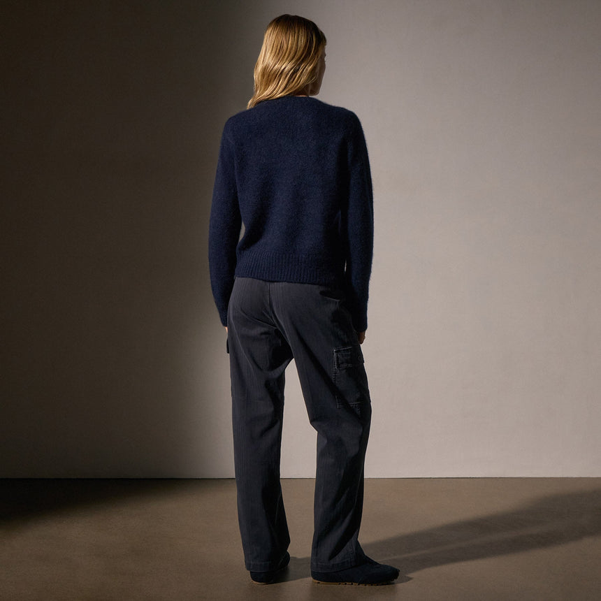 Cashmere Saddle Shoulder Crew Neck in Deep Navy | James Perse Los Angeles
