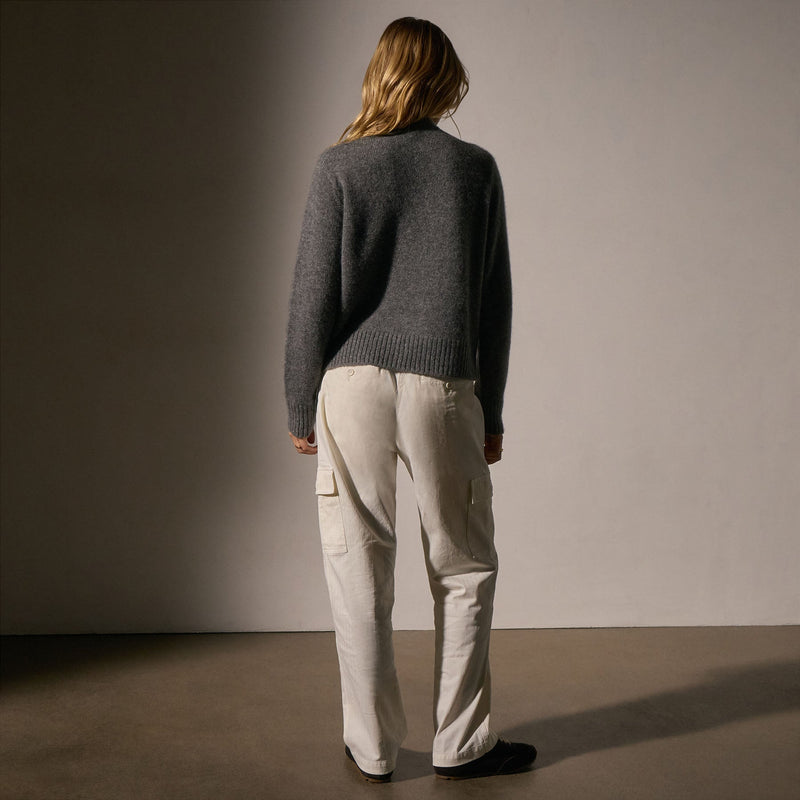 Cashmere Saddle Shoulder Crew Neck in Thunder | James Perse Los Angeles