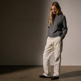 Cashmere Saddle Shoulder Crew Neck in Thunder | James Perse Los Angeles