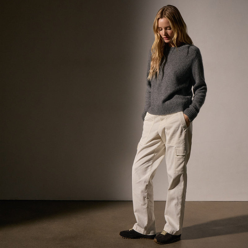 Cashmere Saddle Shoulder Crew Neck in Thunder | James Perse Los Angeles