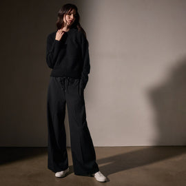 Cashmere Saddle Shoulder Crew Neck  in True Black | James Perse Los Angeles