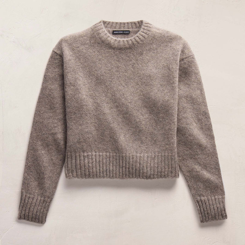 Lightweight Textured Cashmere Crew in Beige Melange | James Perse Los Angeles FLAT