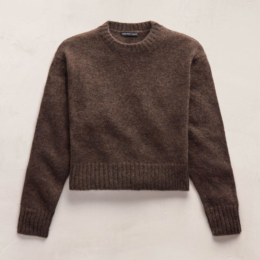 Lightweight Textured Cashmere Crew in Bark | James Perse Los Angeles FLAT