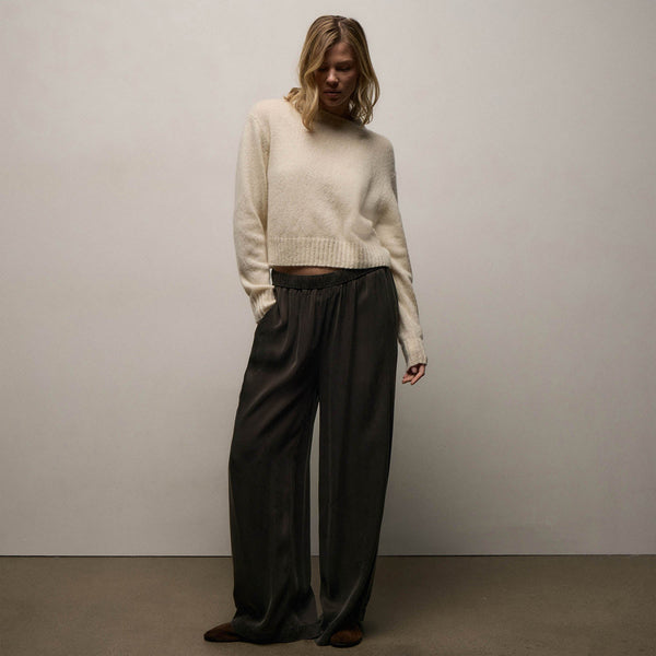 Lightweight Textured Cashmere Crew in Ivory | James Perse Los Angeles