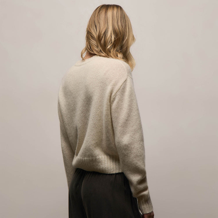 Lightweight Textured Cashmere Crew in Ivory | James Perse Los Angeles