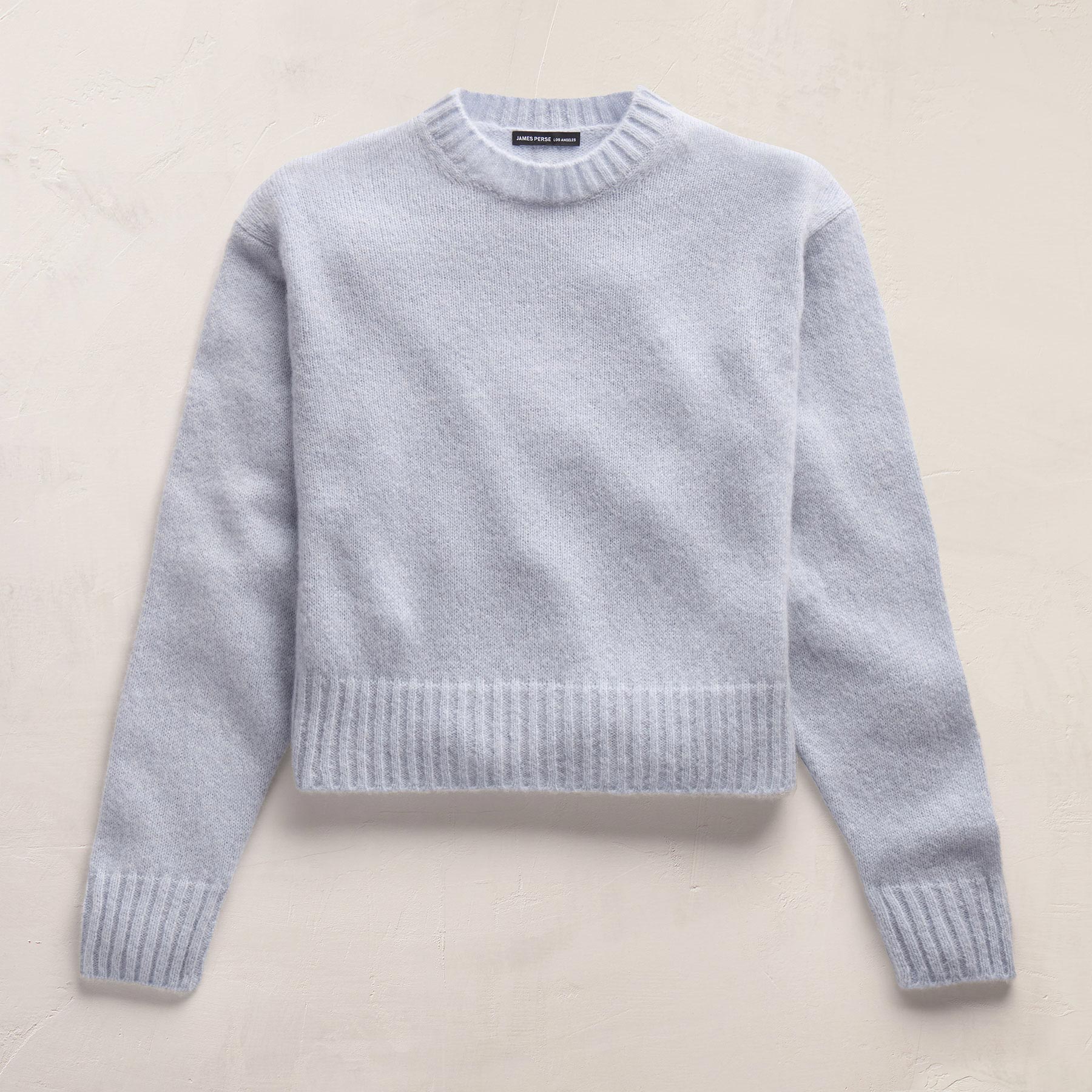 Lightweight Textured Cashmere Crew in Pale Blue | James Perse Los Angeles FLAT