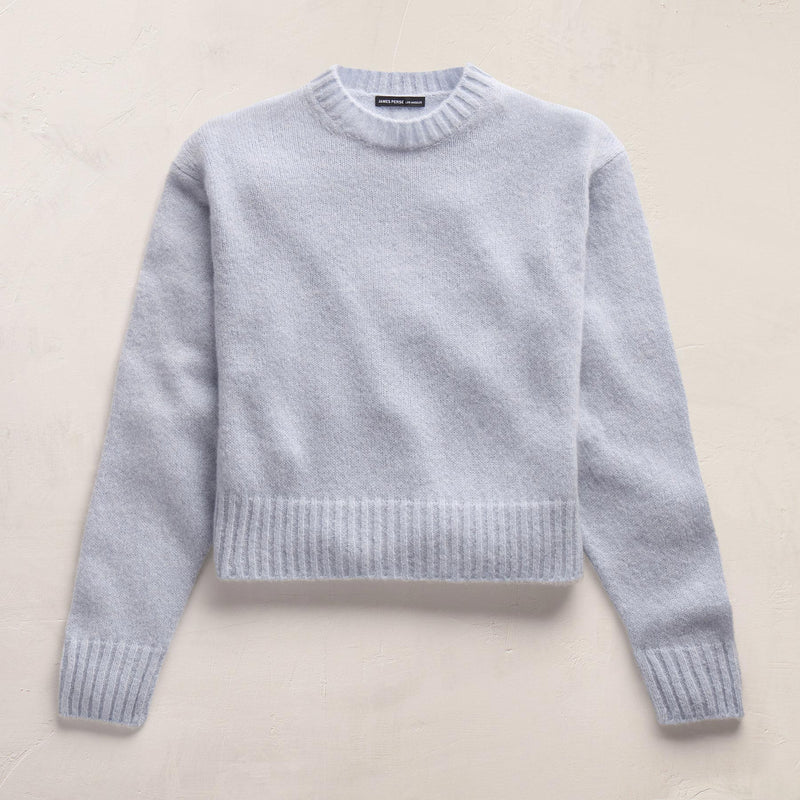 Lightweight Textured Cashmere Crew in Pale Blue | James Perse Los Angeles FLAT