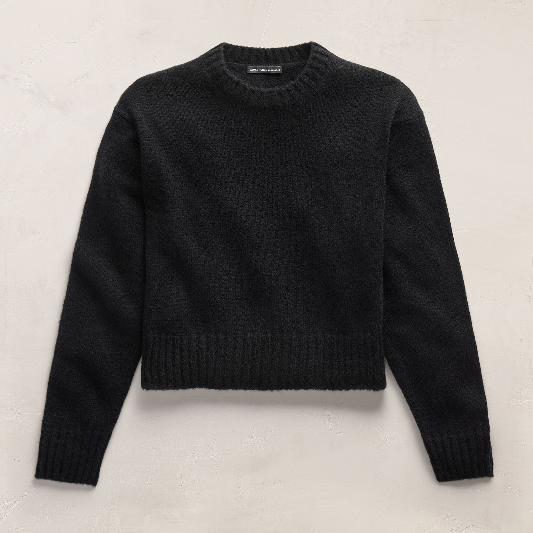 Lightweight Textured Cashmere Crew in True Black | James Perse Los Angeles FLAT
