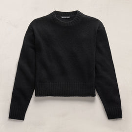 Lightweight Textured Cashmere Crew in True Black | James Perse Los Angeles FLAT