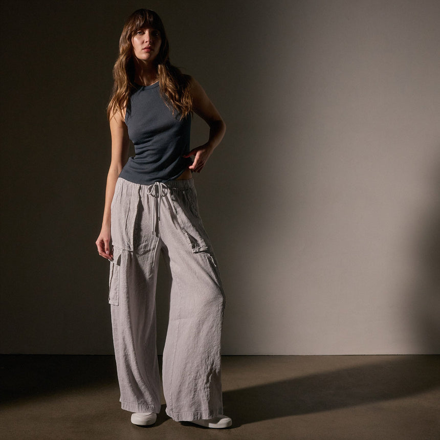 Wide Leg Linen Vscs Cargo Pant in Nimbus Pigment | James Perse Los Angeles