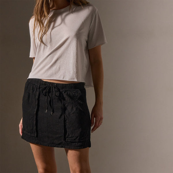 Linen Viscose Utility Skirt in Black | James Perse Los Angeles