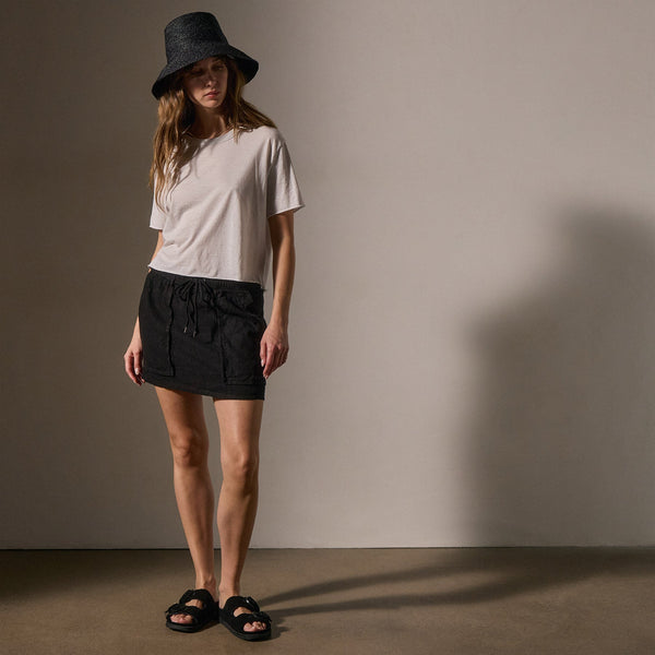 Linen Viscose Utility Skirt in Black | James Perse Los Angeles