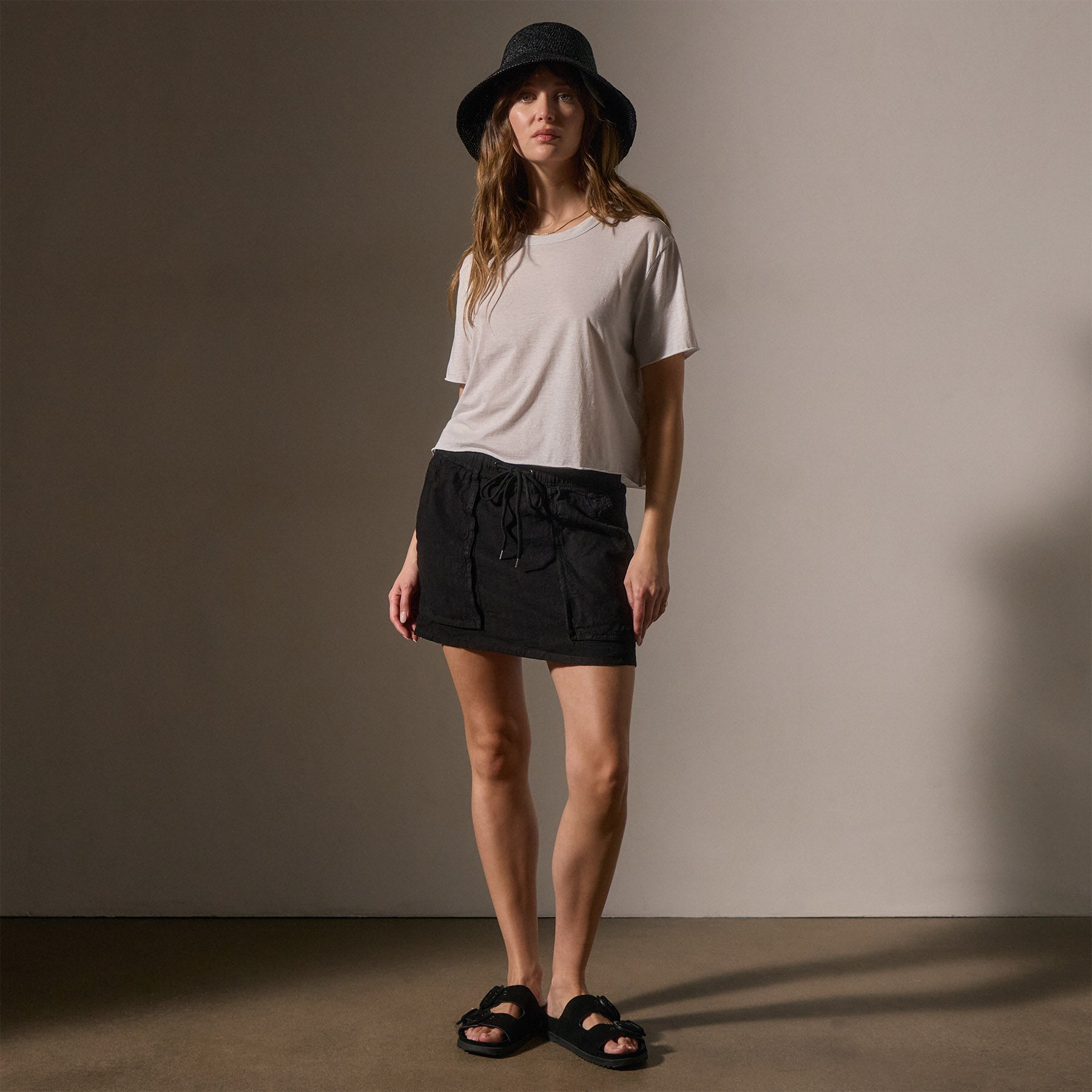 Linen Viscose Utility Skirt in Black | James Perse Los Angeles