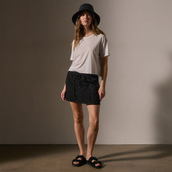 Linen Viscose Utility Skirt in Black | James Perse Los Angeles