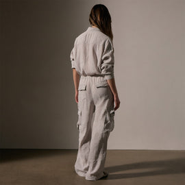 Textured Linen Viscose Jumpsuit in Nimbus Pigment | James Perse Los Angeles