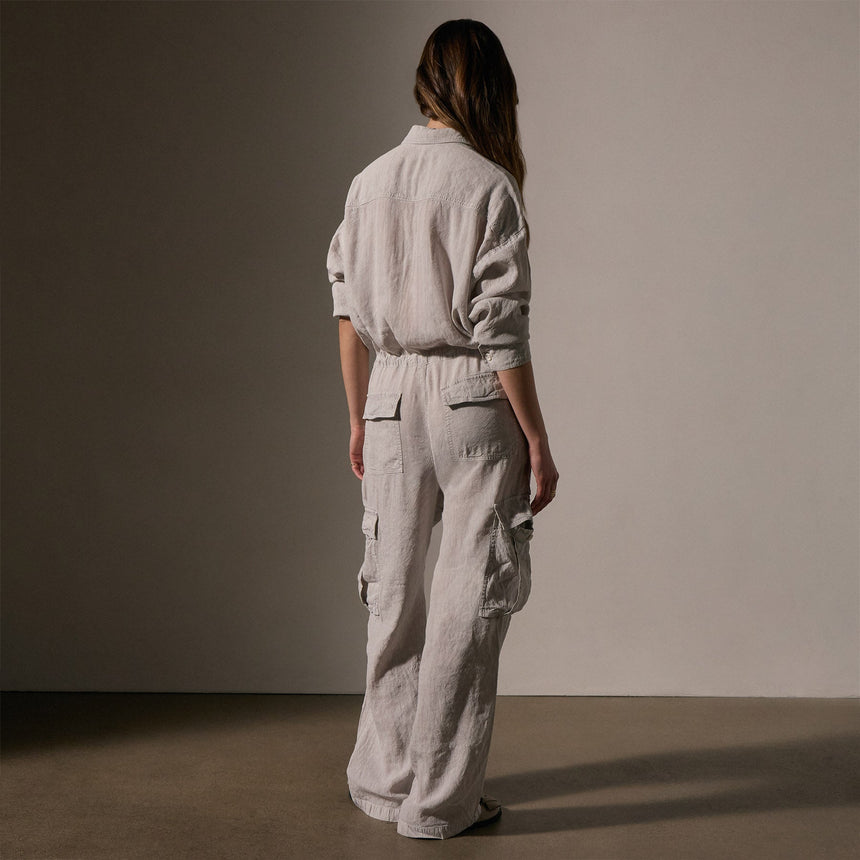 Textured Linen Viscose Jumpsuit in Nimbus Pigment | James Perse Los Angeles