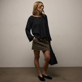 Soft Matte Gathered Top - Black