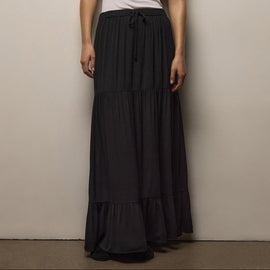 Luxe Viscose Wool Layer Skirt in Black | James Perse Los Angeles
