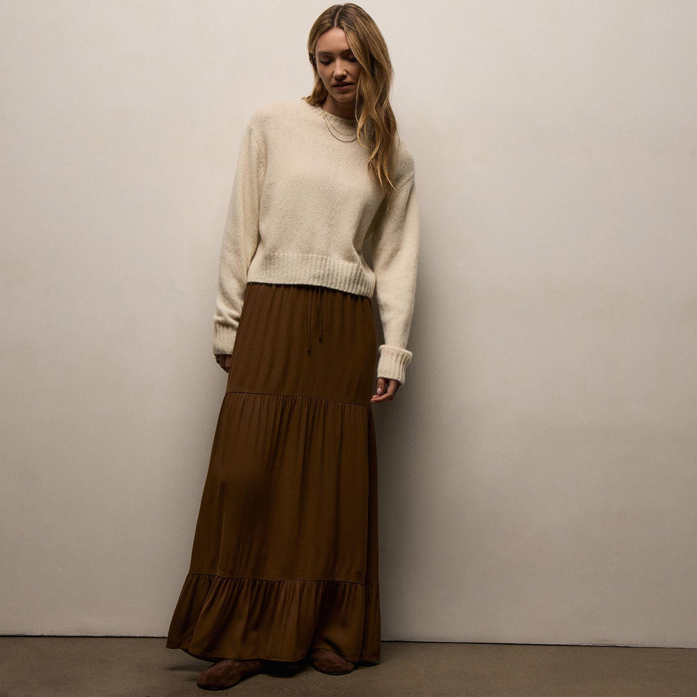 Luxe Viscose Wool Layer Skirt in Gingerbread | James Perse Los Angeles