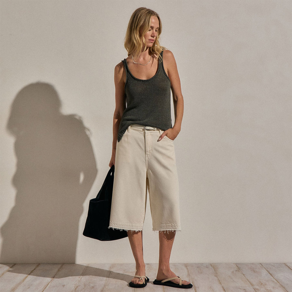 Linen Blend Sweater Tank in Dark Moss | James Perse Los Angeles