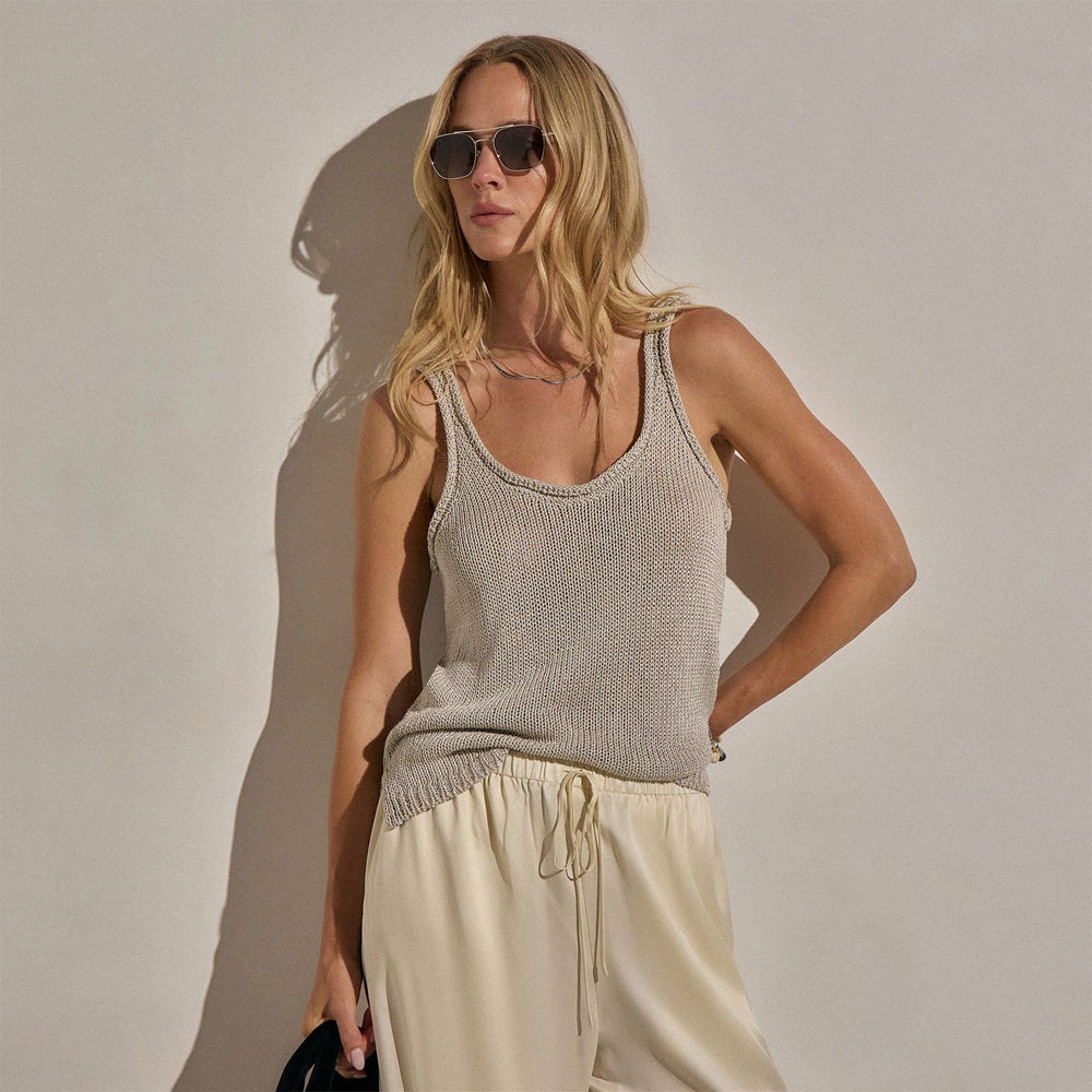 Linen Blend Sweater Tank in Ecru | James Perse Los Angeles