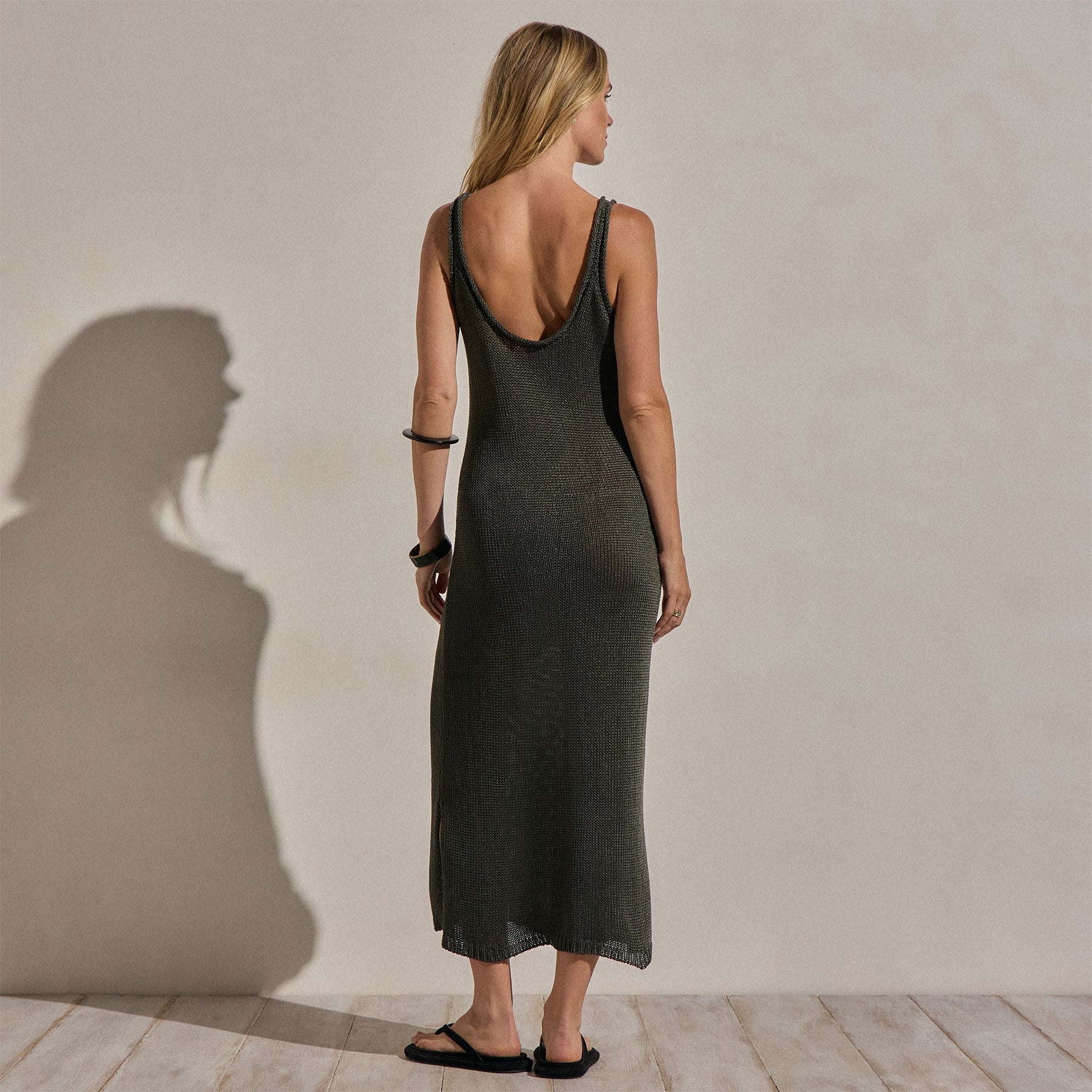 Linen Blend Sweater Tank Dress in Dark Moss | James Perse Los Angeles