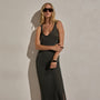 Linen Blend Sweater Tank Dress in Dark Moss | James Perse Los Angeles
