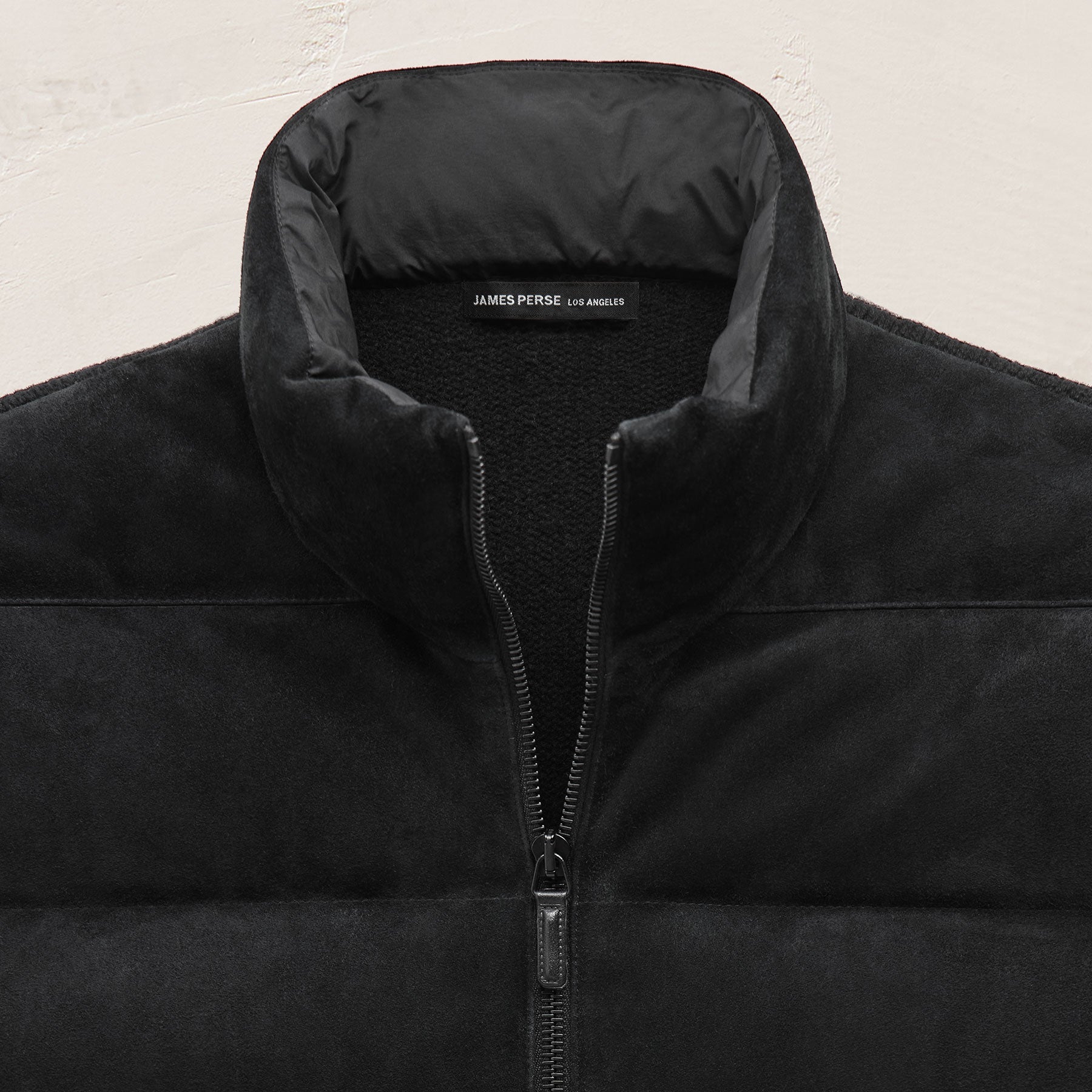 Quilted Suede Mixed Media Jacket - Black | James Perse Los Angeles