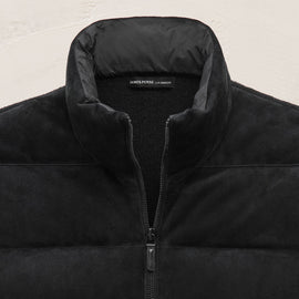 Quilted Suede Mixed Media Jacket in Black | James Perse Los Angeles