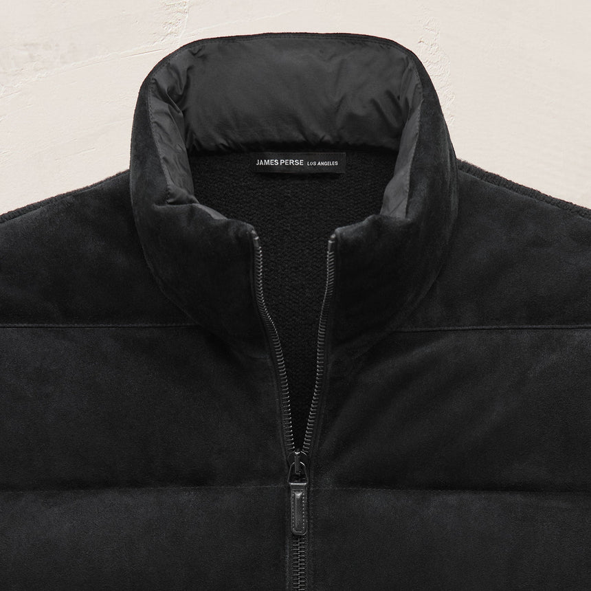 Quilted Suede Mixed Media Jacket in Black | James Perse Los Angeles