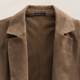 Suede Trench Coat in Caribou | James Perse Los Angeles FLAT