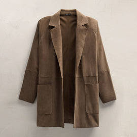 Suede Trench Coat in Caribou | James Perse Los Angeles FLAT