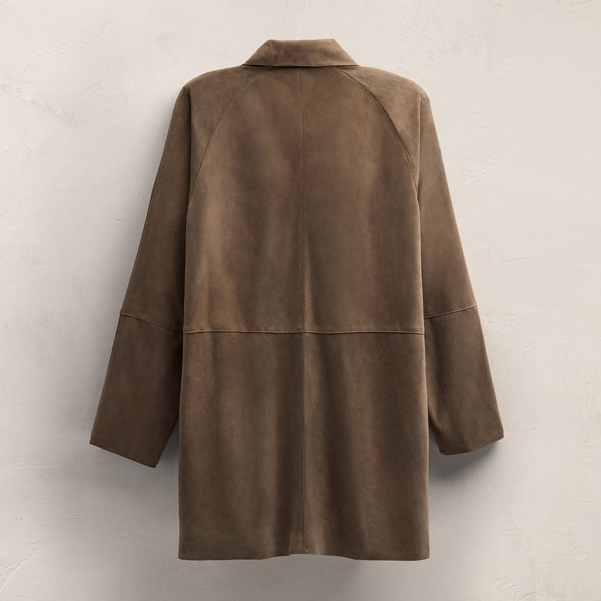 Suede Trench Coat in Caribou | James Perse Los Angeles FLAT