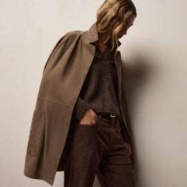 Suede Trench Coat in Caribou | James Perse Los Angeles