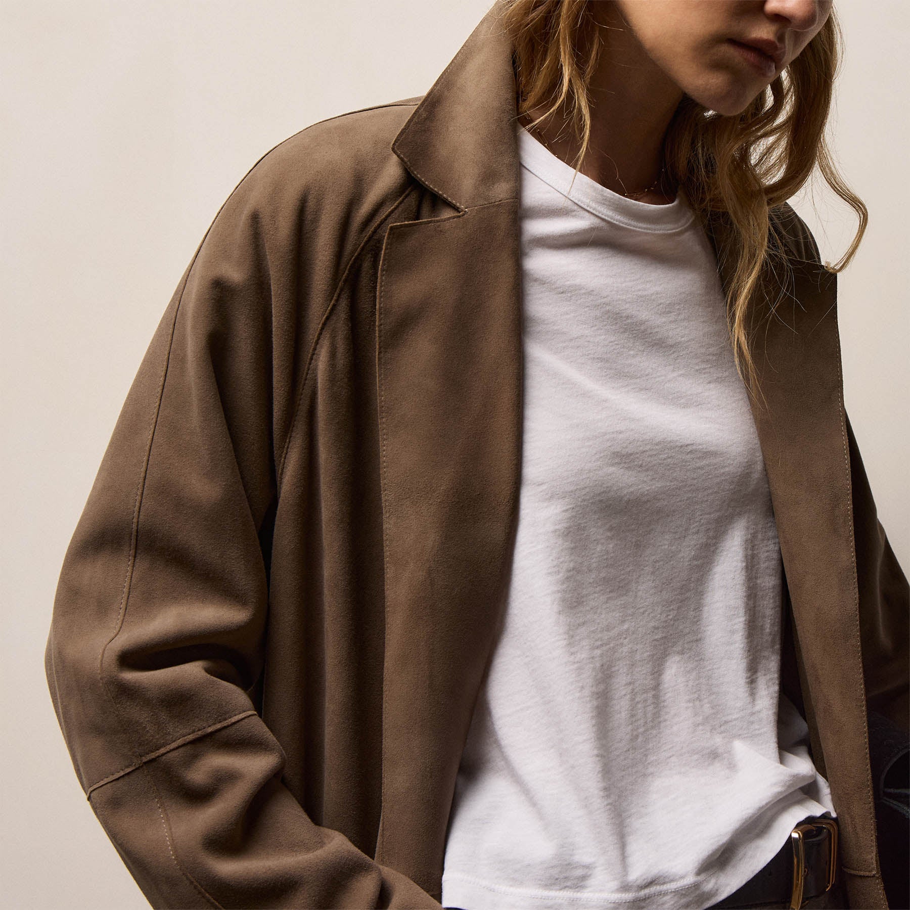 Suede Trench Coat - Caribou | James Perse Los Angeles