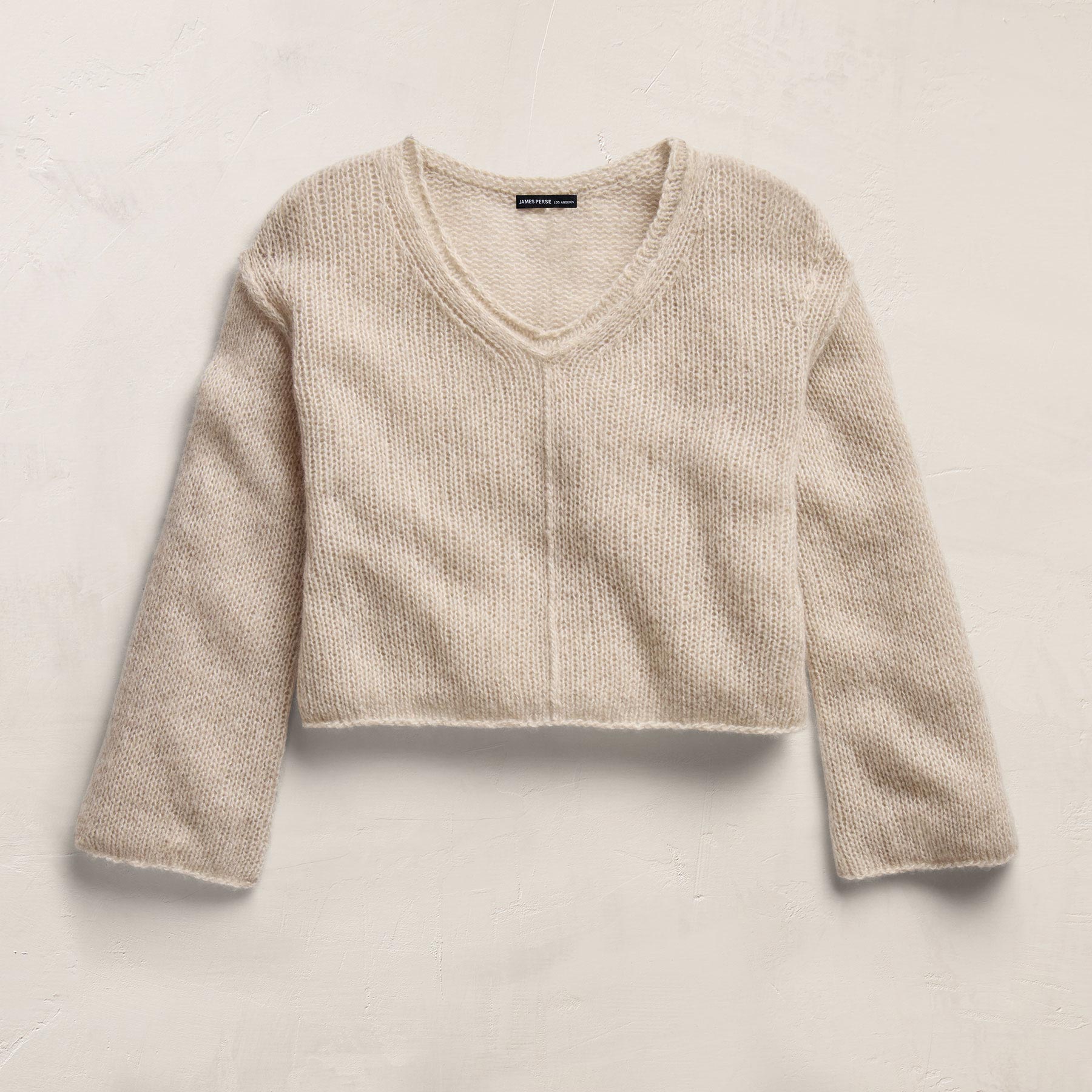 Marled Cashmere Silk V Neck Sweater in Alabaster Mix | James Perse Los Angeles