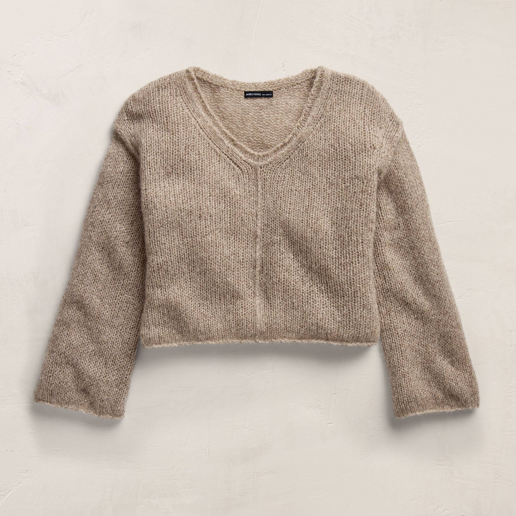 Marled Cashmere Silk V Neck Sweater - Grout Mix | James Perse Los
